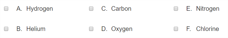 6 response options, each with a rounded square button. There are 3 columns
                    of responses, 2 options in each column in two rows. Read as rows (left to right) the
                    option order for the first row is A, C, E; the second row is B, D, F.