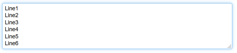 A text entry box is shown. The box is the full width of the containing box.
                        There are 4 lines of text displayed in the box, where the bottom of the box is just below the sixth line of text.